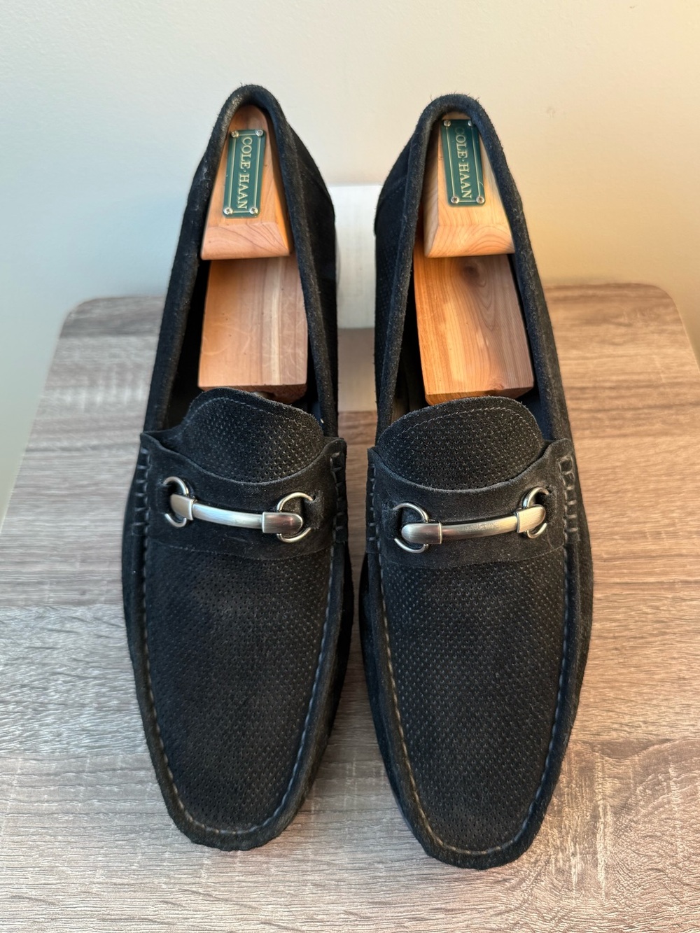 Saks Fifth Avenue Men’s Black Suede Perforated Loafers Shoes Sz. 13 (Dominic)